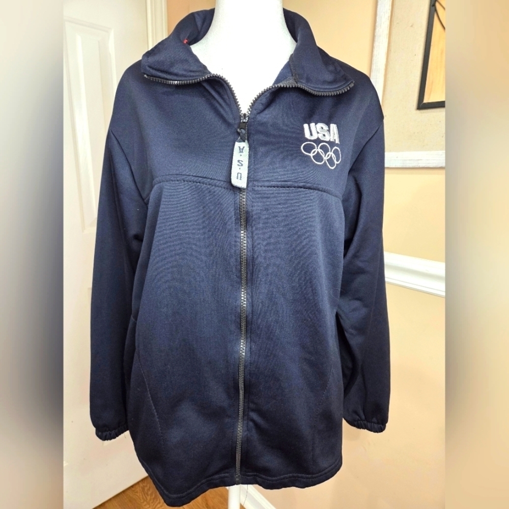 USA Olympics Black Zip-Up Jacket Size M.
